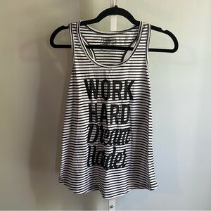 Work Hard Dream Harder Striped Racerback Tank